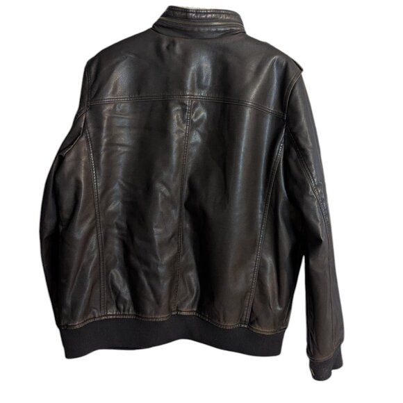 Men's NWT Levi's sherpa lined faux leather aviator bomber jacket, brown, size XL - Picture 2 of 6